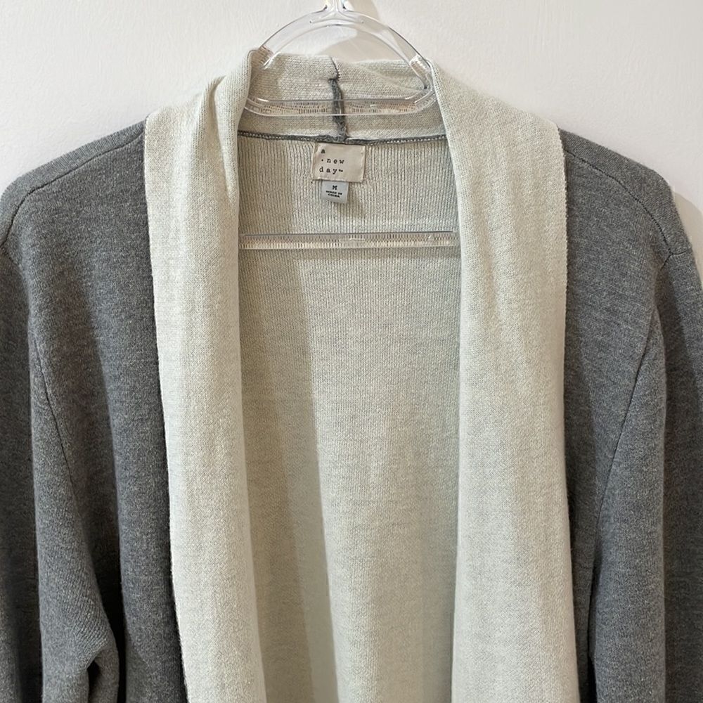 A NEW DAY gray ivory white super soft open front cardigan M - Picture 3 of 5